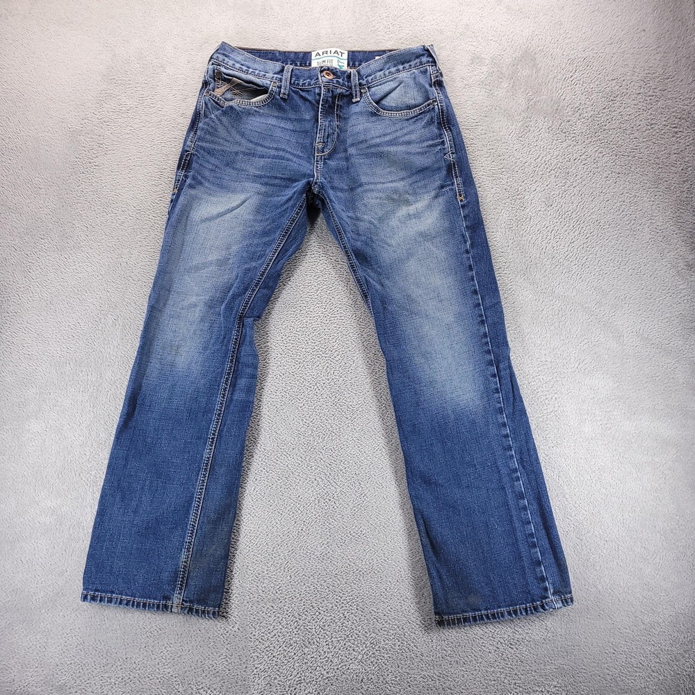 Ariat M7 Jeans Mens 32x30 Blue Slim Straight Medium Wash Stretch Comfort